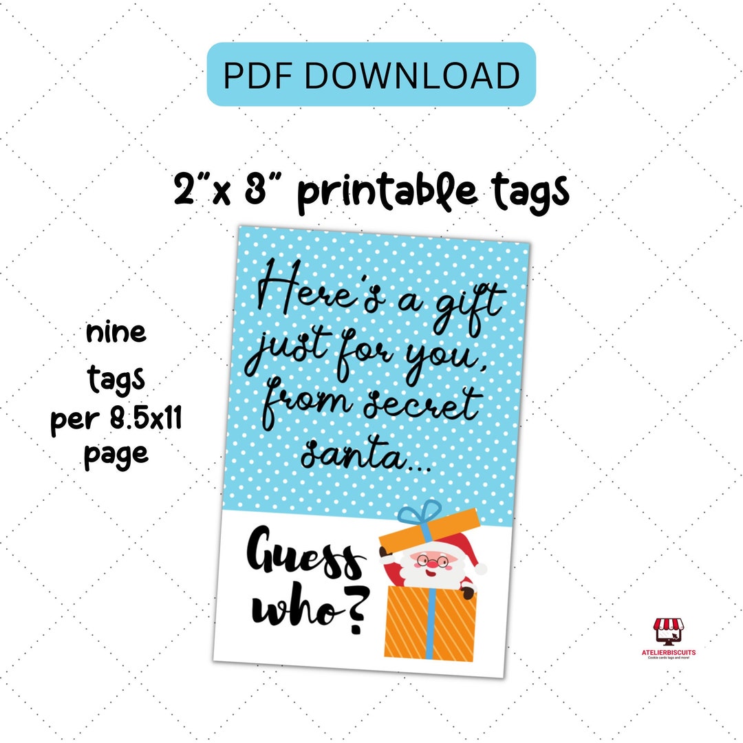 Secret Santa Printable Tags INSTANT Downloadhere s A Etsy Secret Santa Printable Tags INSTANT Downloadhere s A Etsy