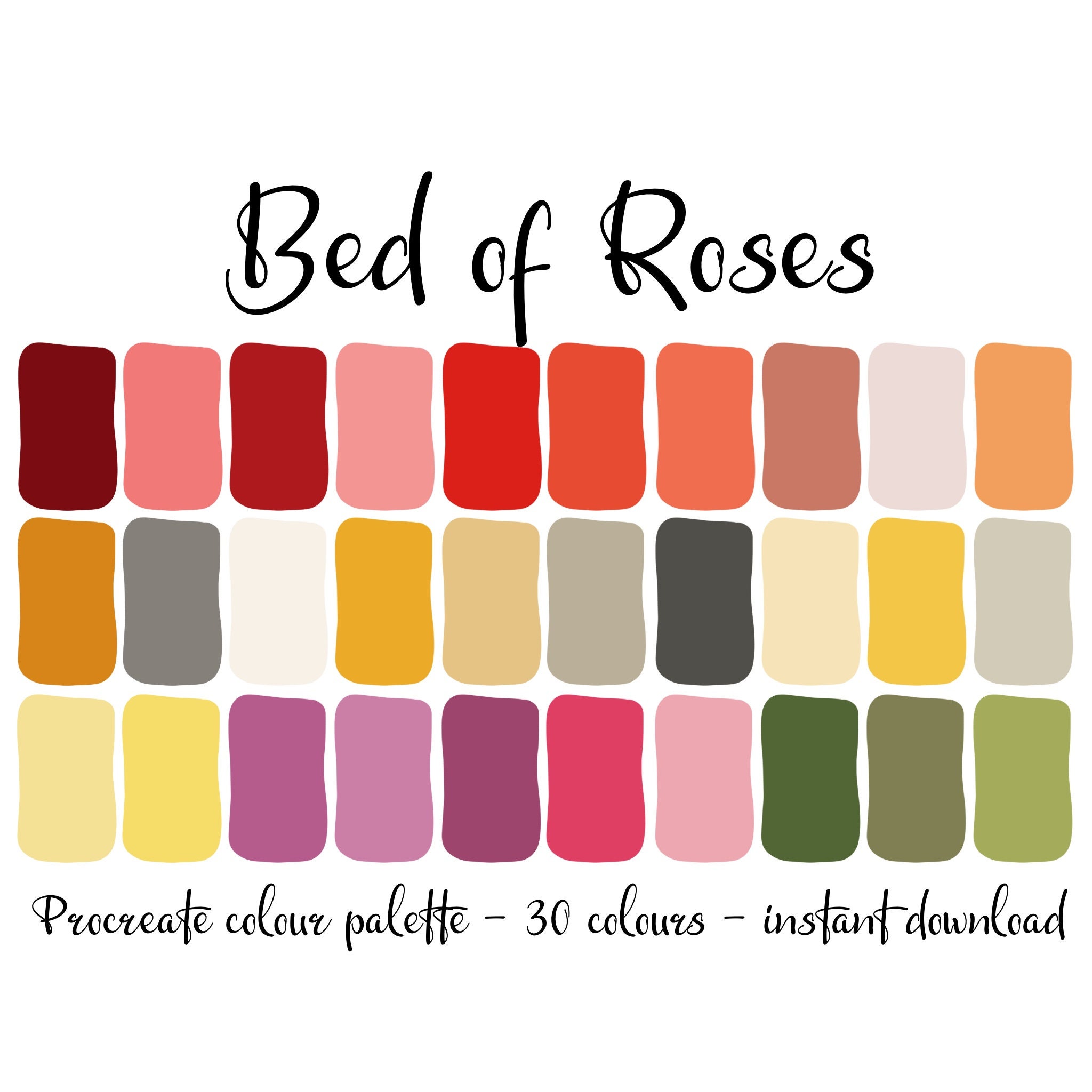 Bed of Roses Procreate Colour Palette and Hex Codes Etsy