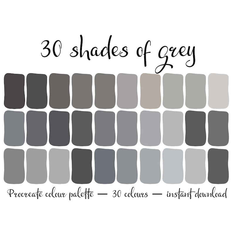 30 Shades of Grey, Colour Palette Etsy