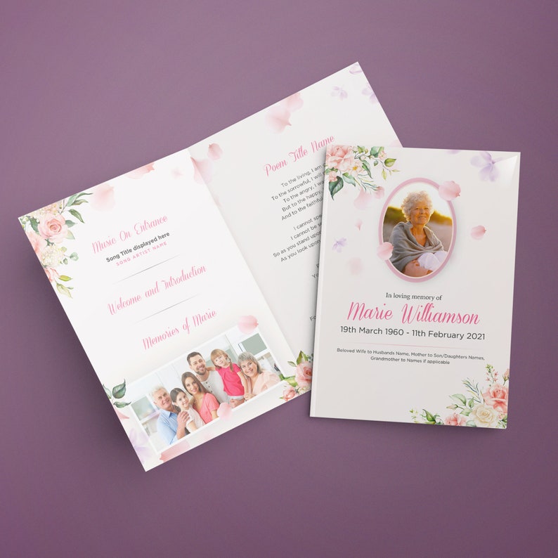 Funeral Order of Service Folded Leaflets A5 Etsy UK