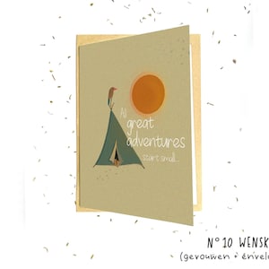 All Great Adventures comienza una pequeña tienda de campaña Postal o tarjeta de felicitación 1 u 8 tarjetas