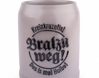 Steinkrug "Bratzn weg!"