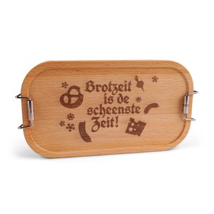 Bayerische Brotdose mit Gravur "Brotzeit is de scheenste Zeit"