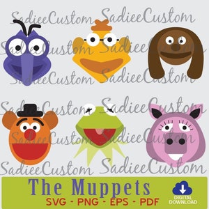 The Muppets, editable file,Cartoon Muppets,Digital Download,EPS,PDF,PNG, Miss Piggy, Kermit The Frog,Vecto Muppets,Green Frogs, Jim Henson,