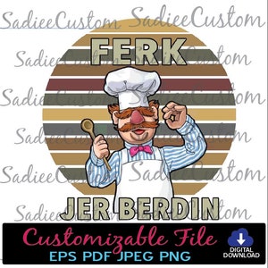 Swedish Chef,Muppet, editable file, Change2any color, Digital Download,EPS,PDF,PNG