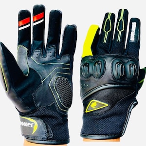 Gants courts de moto/gants de moto de sport d'été robustes de course en cuir confortables image 1