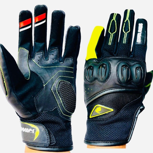 Gants courts de moto/gants de moto de sport d'été robustes de course en cuir confortables