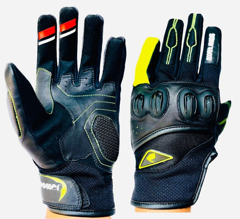 Gants courts de moto/gants de moto de sport d'été robustes de course en cuir confortables image 1