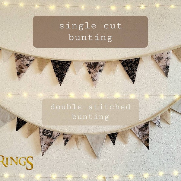 Exclusive Lord of the Rings bunting, J.R.R.Tolkein fantasy décor, Hobbits, Rare Middle-earth map. Rings of Power, Handmade wall hangings.