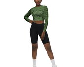 Celtic Dog - Recycled - long-sleeve crop top - Green Black