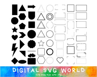 All Shaped You Need - Label Svg, Banner Svg, Shapes Svg, Love Shape, Rectangle Shapes, Circle Shapes, Triangle Shapes, SVG, PNG, DXF, eps