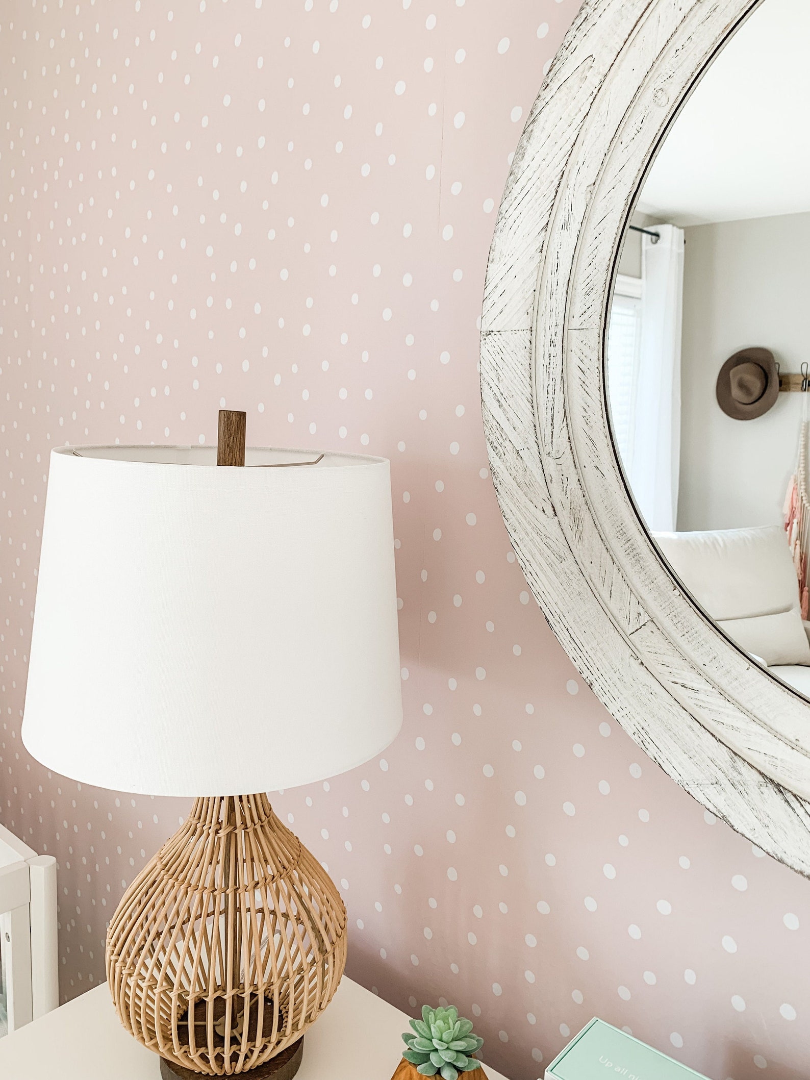 Pink & White Polka Dot Peel and Stick Wallpaper Removable Etsy