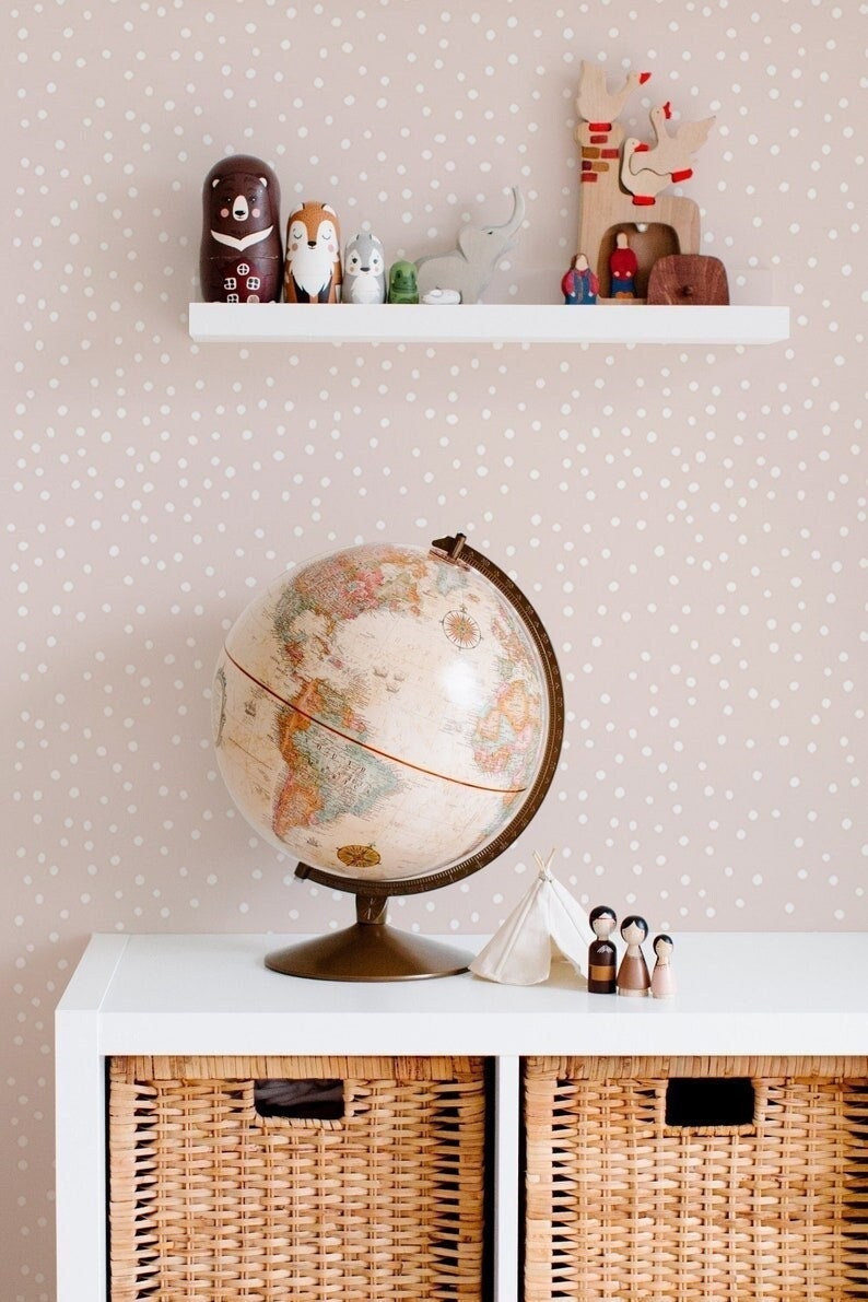Pink & White Polka Dot Peel and Stick Wallpaper Removable Etsy