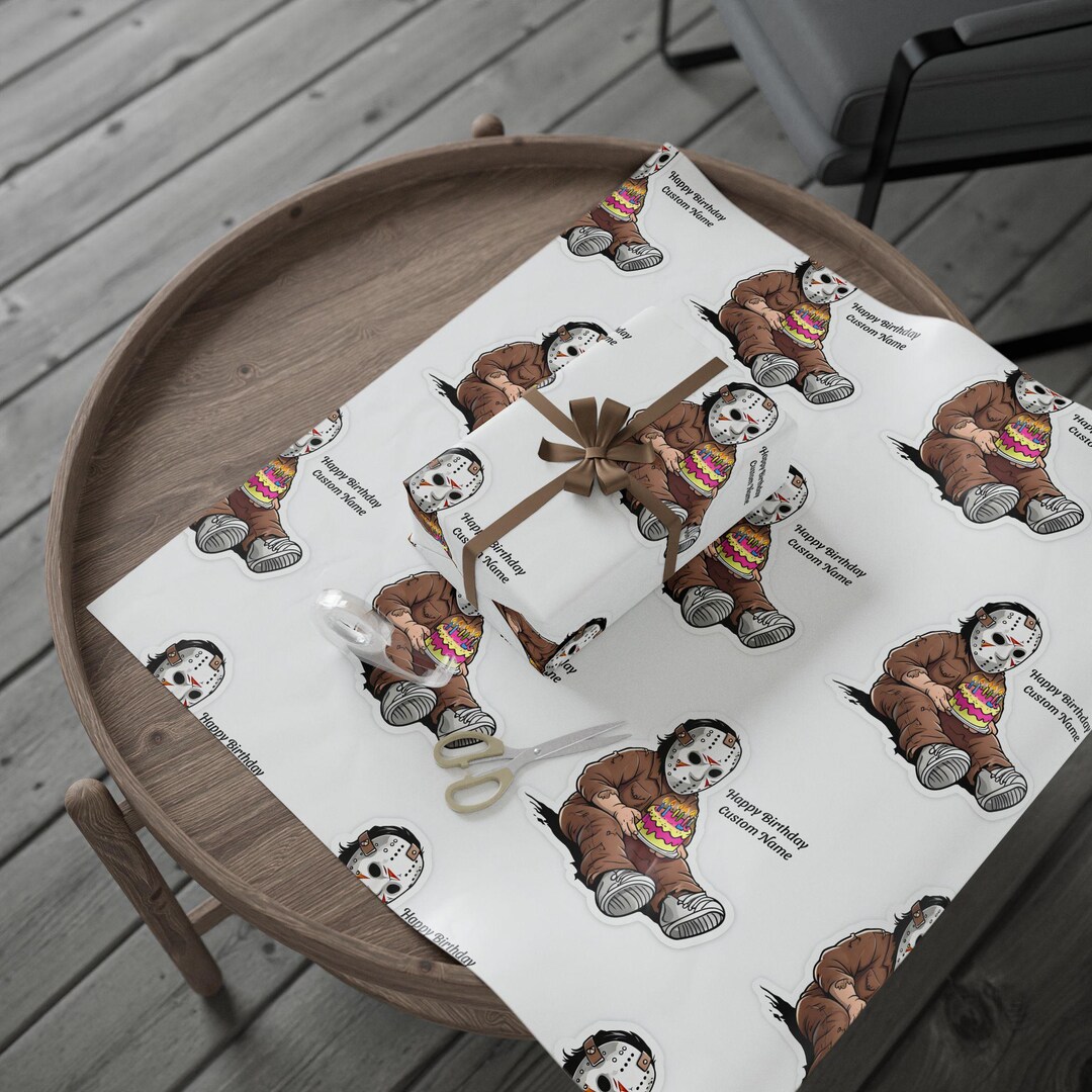 Gift Wrap, Friday the 13th Jason Custom Birthday Wrapping Paper, Horror ...