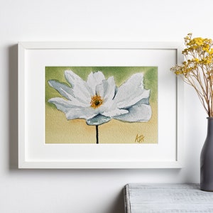 Anemone- handgemalt, Unikat, Original Aquarell, Wandkunst, Blumen, Botanicals