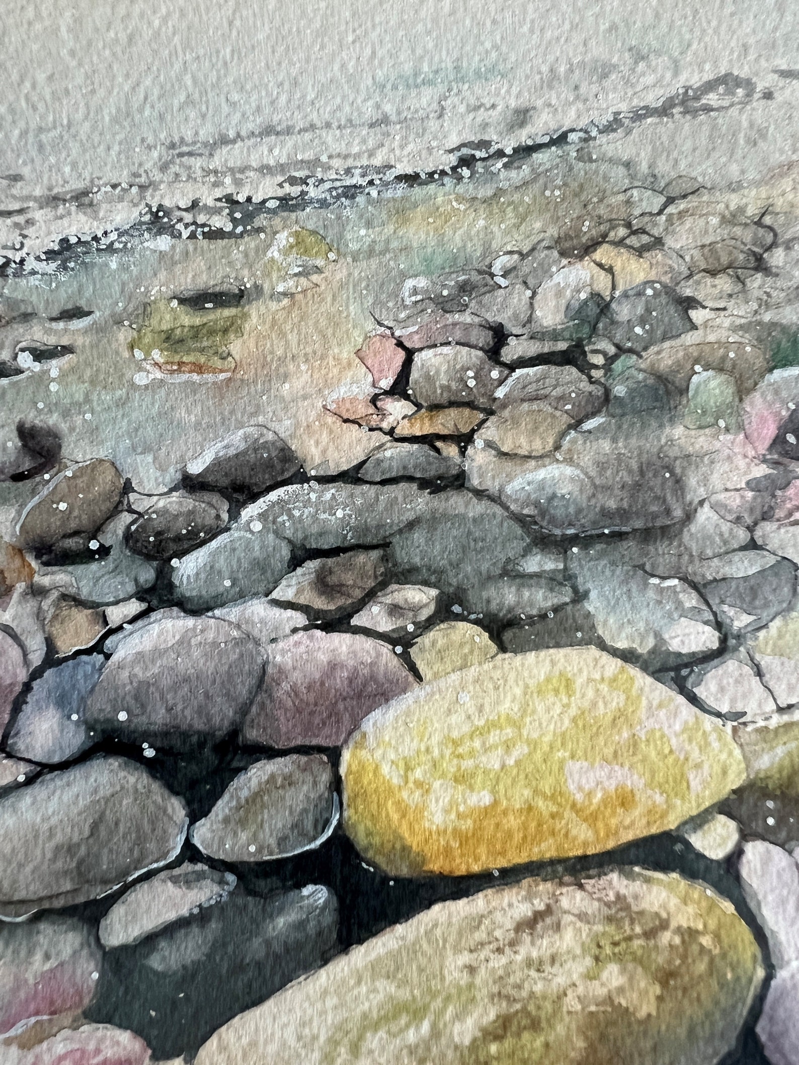 PEBBLES TO ROCKS- Hand-painted, One of a Kind, Original Watercolor ...