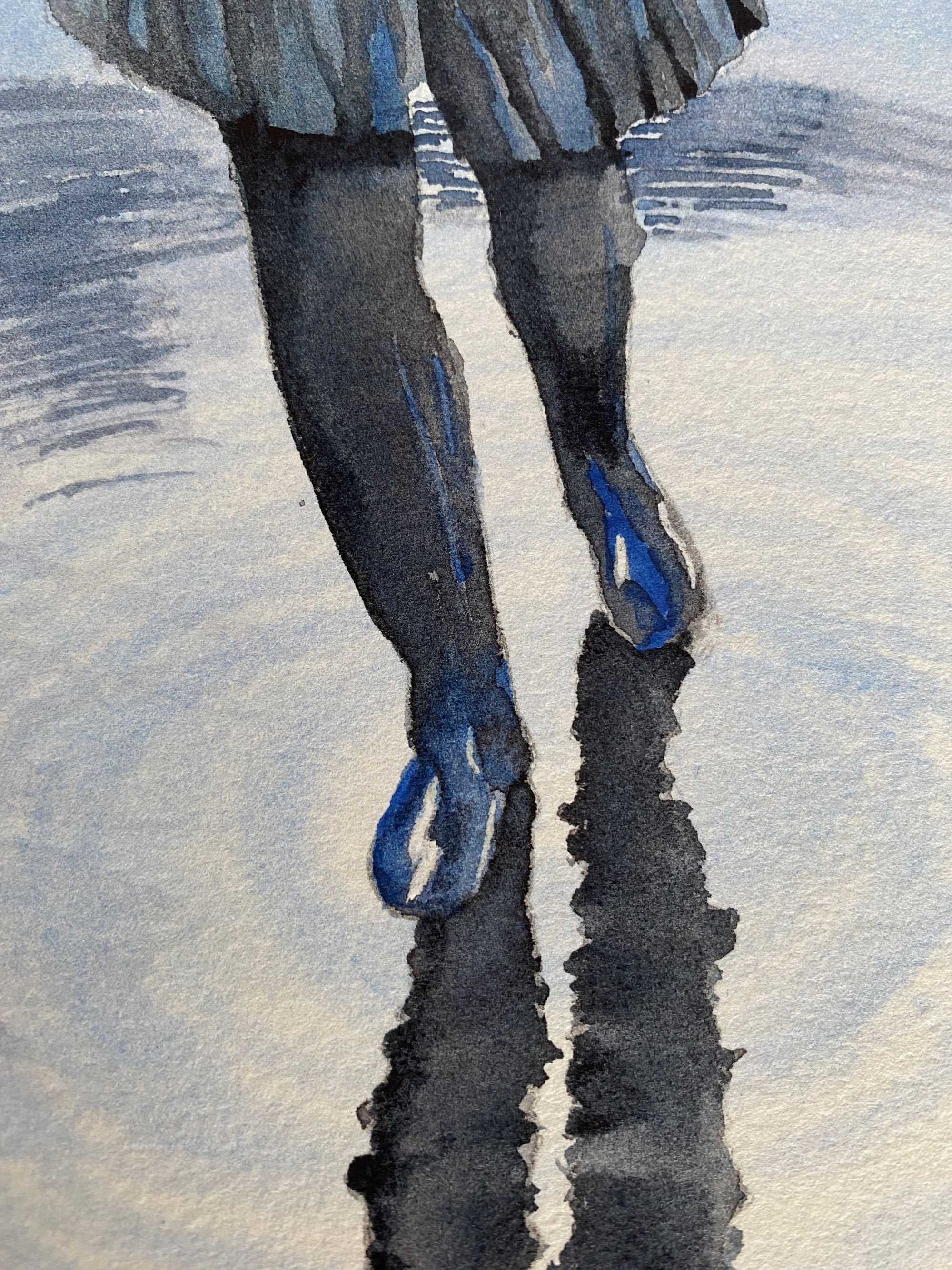Original Watercolor Painting - Girl in Rain Puddle Scene - Etsy
