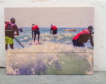 Stand Up Paddle Race - 11x14 Wood Pallet Print