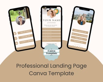 Elevate Your Instagram Profile with our Professional Landing Page Canva Template I Instagram Landing Page (3 Versions)