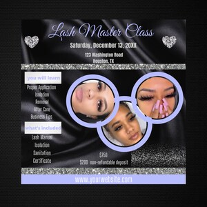 Lash Master Class Flyer, DIY Lash Master Class Flyer Editable through Canva