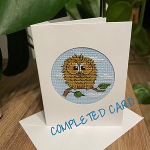 Voltooide mini-borduurkaart, uil