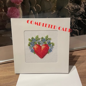 Voltooide kruissteekkaart hart