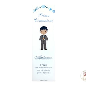 Segnaposto PRIMA COMUNIONE BAMBINO , segnaposto segnalibro, segnalibro con dedica, segnaposto con nome plexy
