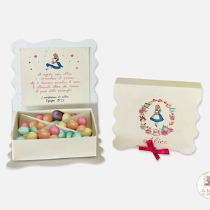 Personalized boxes for confetti for various events, sweets, wedding favors, ALICE THEME confetti box