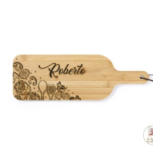 Tagliere della linea natura in bambù lucidato con incisione personalizzato