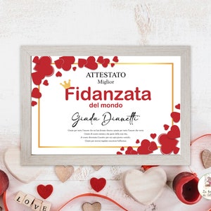 Attestato miglior Fidanzata del mondo