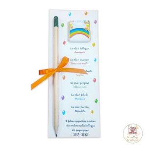 Segnaposto, segnaposto segnalibro, segnalibro con dedica, segnaposto con matita piantabile SPROUT e cioccolatino festa FINE SCUOLA