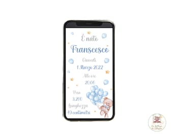 DIGITAL BIRTH ANNOUNCEMENT whatsapp, birth card, baby, newborn, baby birth, baby