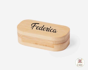 Personalized engraved bamboo pill box