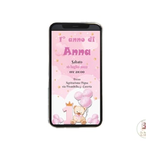 Digital INVITATION First birthday girl, customizable invitation, party invitation, digital invitation, Whatsapp invitation