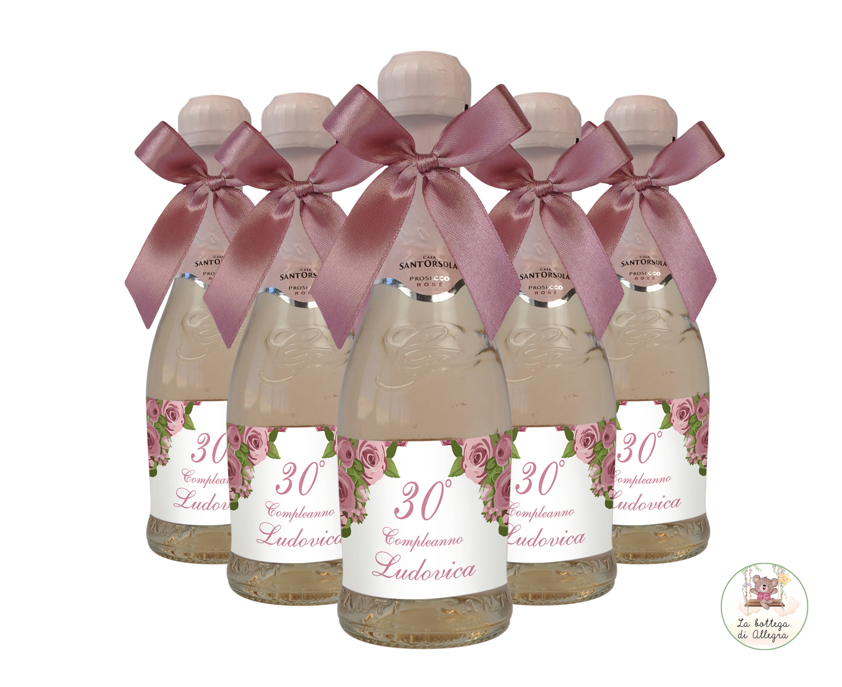 Bottle of Prosecco with Customizable Label – 30 YEARS WOMAN BIRTHDAY Favor