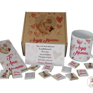 Gift box per la tua MAMMA, con mug, cioccolattini e cioccolato personalizzato con dedica