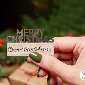 Imán FELIZ NAVIDAD personalizado en madera natural