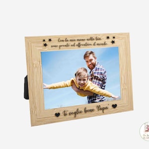 Personalized photo frame for Dad (photo included, upon sending) in wood, personalized with engraving