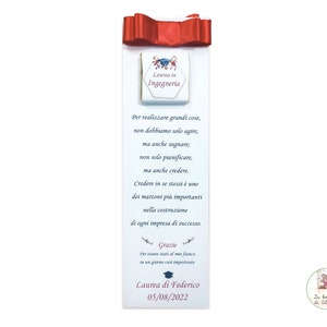 Segnaposto LAUREA, segnaposto segnalibro, segnalibro con dedica, segnaposto con cioccolatino personalizzato