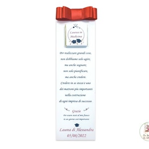 Segnaposto LAUREA, segnaposto segnalibro, segnalibro con dedica, segnaposto con cioccolatino personalizzato