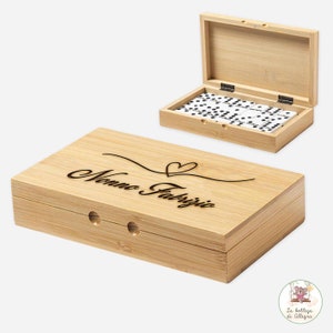 28 Piece Classic Domino Wooden Set Made of Durable Melamine Personalized with Engraving, Gift for Grandparents