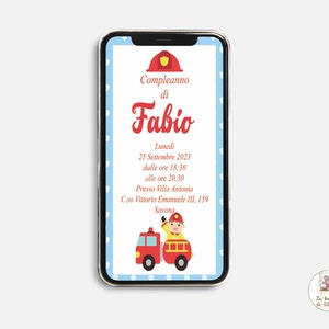 Invito Digitale Compleanno Pompiere
