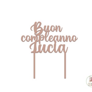 Cake topper nome per compleanno, comunione, matrimonio ed eventi vari, in plexiglass specchiato vari colori e in legno