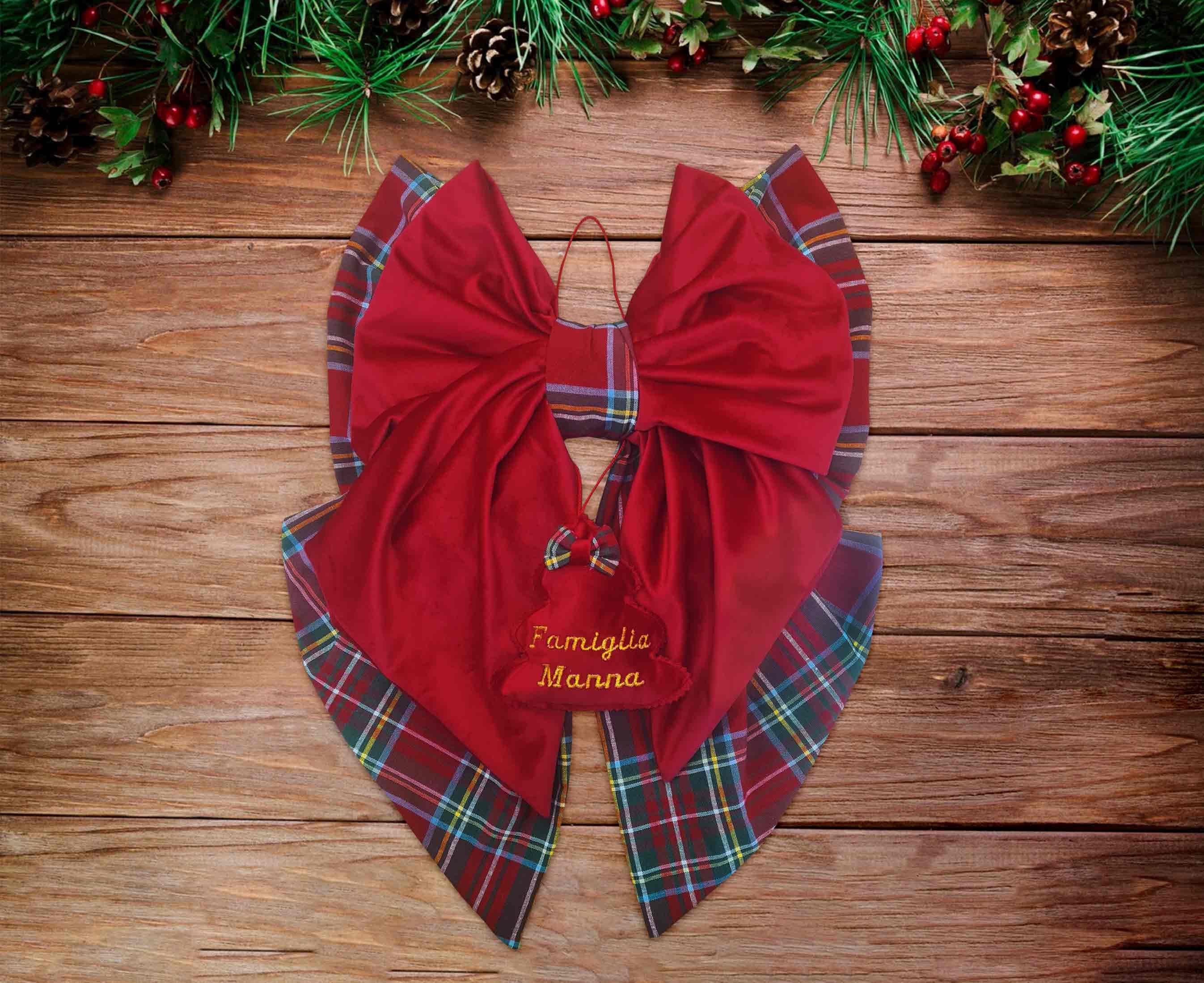 12 Fiocchi Natalizi Rossi E Verdi A Righe 15x15 Cm: Decorazioni Per Albero, Ghirlande, Regali, Fai Da Te