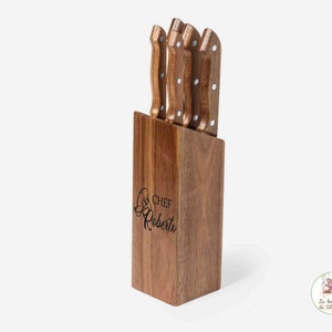 Ceppo da 5 coltelli Festa del Papà, personalizzato con incisione