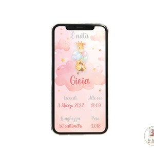 ANNUNCIO NASCITA digitale whatsapp, biglietto nascita, bebè, neonata, nascita bambina, bambina