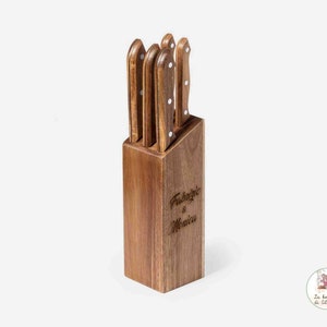 Ceppo da 5 coltelli,  personalizzato con incisione