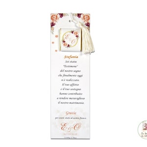 Segnaposto di RINGRAZIAMENTO per il tuo TESTIMONE di NOZZE, segnalibro, segnalibro con dedica, segnaposto con cioccolatino personalizzato