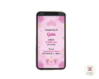Digital INVITATION Birthday girl, customizable invitation, party invitation, digital invitation, Whatsapp invitation