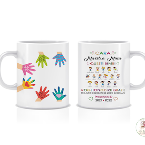 Tazza Maestra Personalizzata - Nomi Alunni – Nome Maestra - Grazie Maestra – Prende per mano - apre la mente - Resta nel Cuore - Insegnante Figlio Piccolo - Figlia Piccola - Idea Regalo Maestre